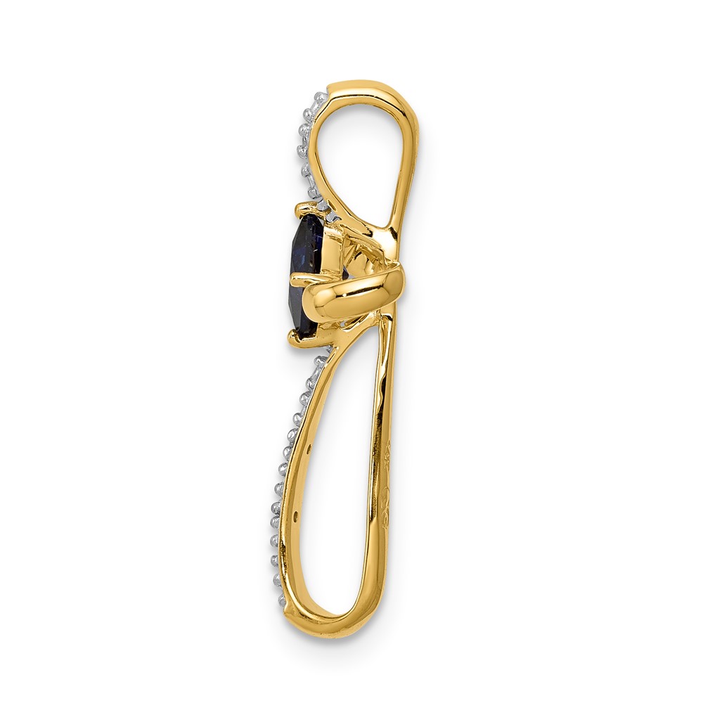 10k w/Rhodium Lab Created Sapph and Diamond Cross Pendant (PM5278-CSA-001-1YA)