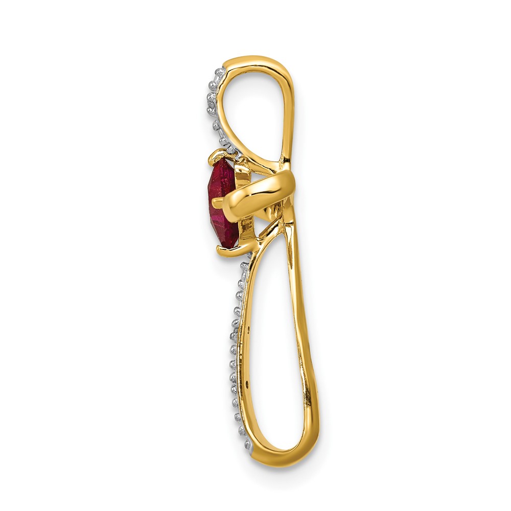 14k and Rhodium Lab Created Ruby and Diamond Cross Slide (PM5278-RU-001-YA)
