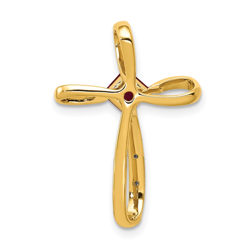 14k and Rhodium Lab Created Ruby and Diamond Cross Slide (PM5278-RU-001-YA)