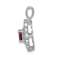 14K White Gold 0.17 Carat Lab Grown Diamond VS SI+ G+ and Lab Created Ruby Pendant view 2
