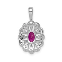 14K White Gold 0.17 Carat Lab Grown Diamond VS SI+ G+ and Lab Created Ruby Pendant view 3