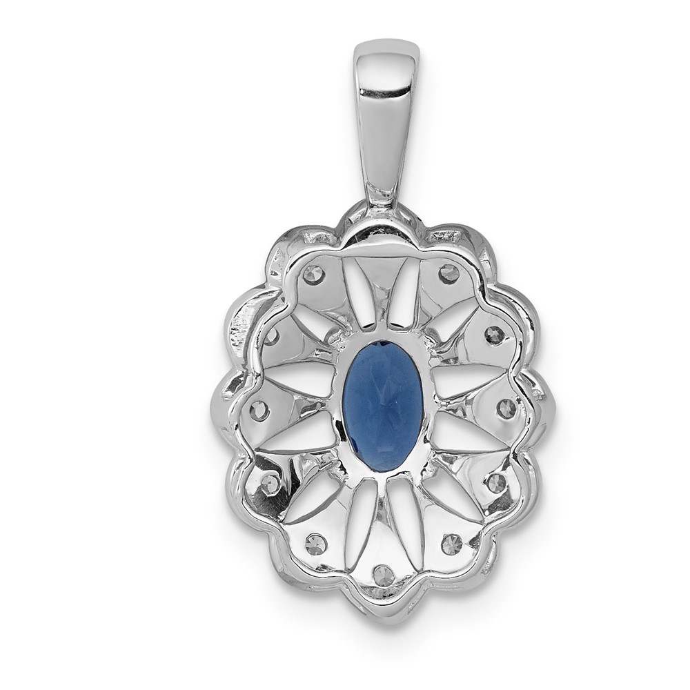 14k White Gold 1/6 carat Lab Grown Diamond VS/SI+ G+ and Lab Created Blue Sapphire Pendant (PM5279-CSA-016-WLG)