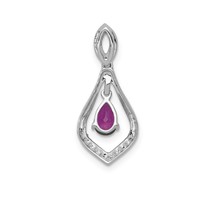 14K White Gold 0.10 Carat Lab Grown Diamond VS SI+ G+ and Lab Created Ruby Dangle Pendant view 3