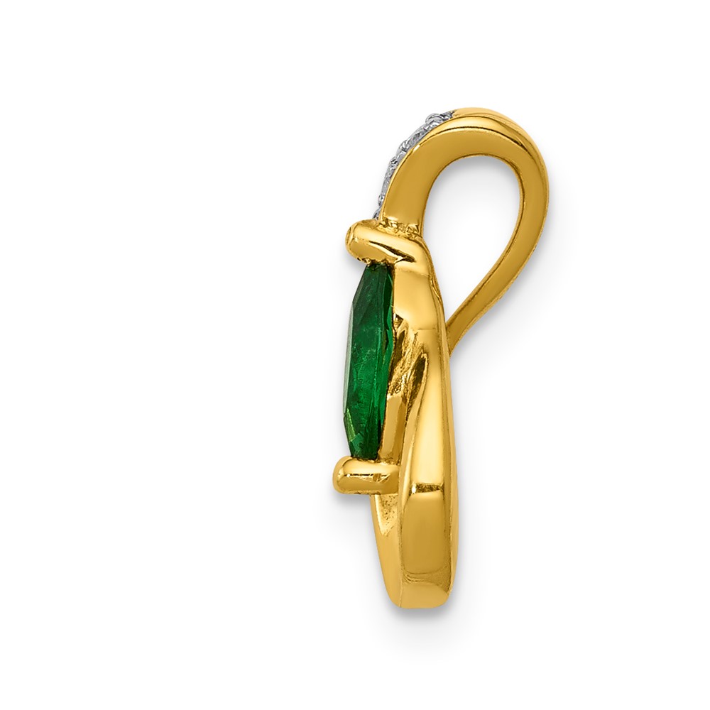 14k Diamond and Marquise Emerald Teardrop Chain Slide (PM5282-EM-005-YA)