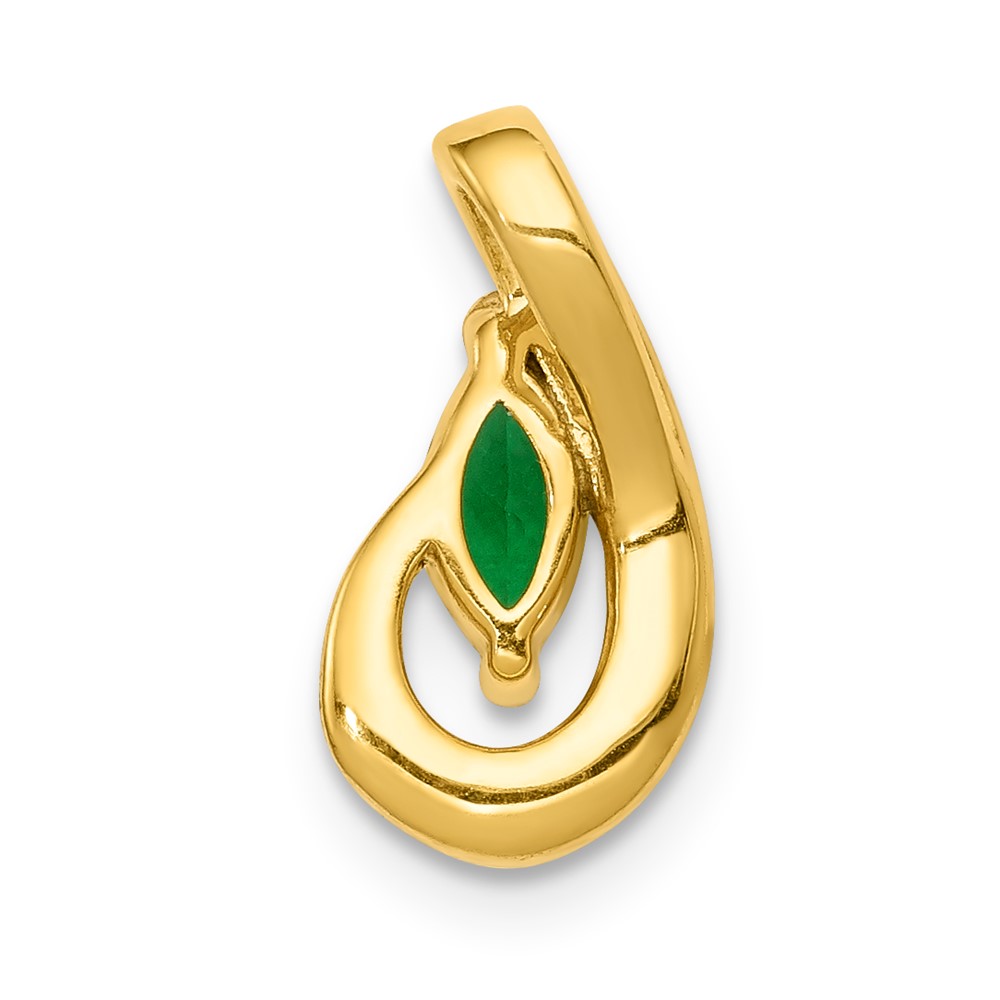 14k Diamond and Marquise Emerald Teardrop Chain Slide (PM5282-EM-005-YA)