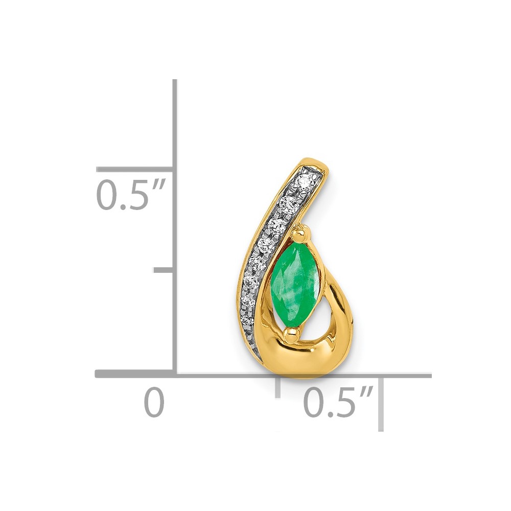 14k Diamond and Marquise Emerald Teardrop Chain Slide (PM5282-EM-005-YA)