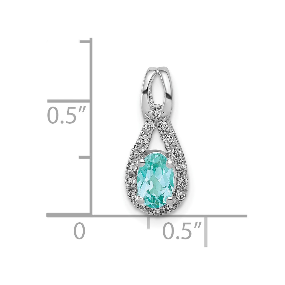 Pure Serenity 14k White Gold 1/10 carat Lab Grown Diamond VS/SI+ G+ and Lab Created Paraiba Teardrop Pendant (PM5283-CP-010-WLG)