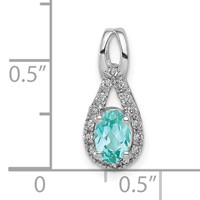 Pure Serenity 14K White Gold 0.10 Carat Lab Grown Diamond VS SI+ G+ and Lab Created Paraiba Teardrop Pendant view 2
