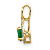 14K Yellow Gold 0.10 Carat Lab Grown Diamond VS SI+ G+ and Lab Created Emerald Pendant view 2