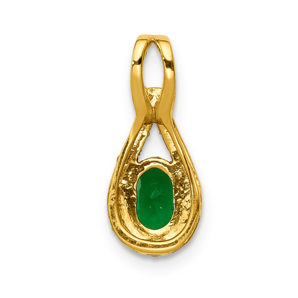 14k 1/10 carat Lab Grown Diamond VS/SI+ G+ and Lab Created Emerald Pendant (PM5283-CEM-010-YLG)
