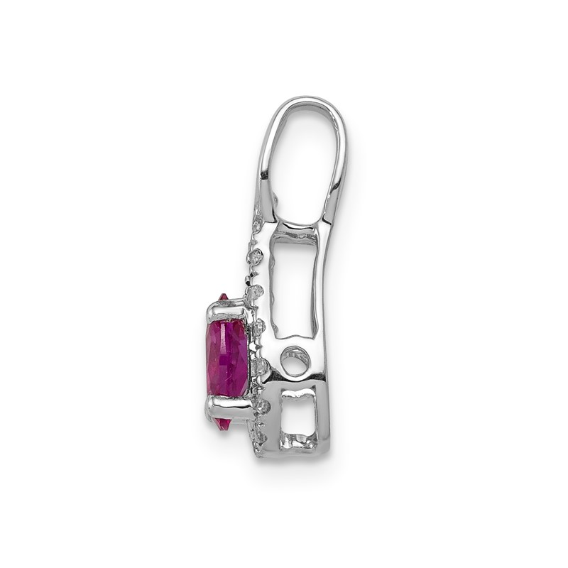 14k White Gold 1/10 carat Lab Grown Diamond VS/SI and Lab Created Ruby Pendant