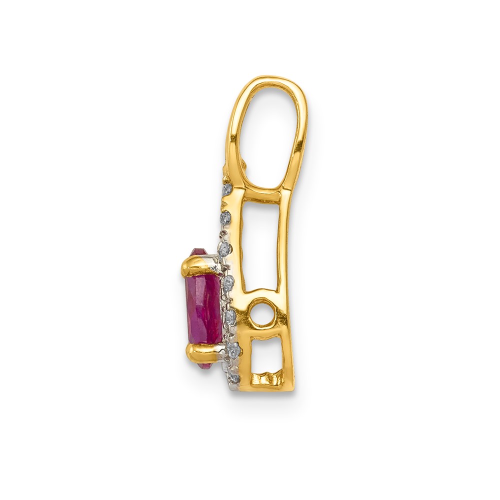 14k Diamond and .50 Oval Ruby Teardrop Halo Pendant (PM5283-RU-010-YA)