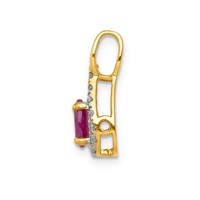 14K Yellow Gold 0.10 Carat Lab Grown Diamond VS SI+ G+ and Lab Created Ruby Pendant view 2