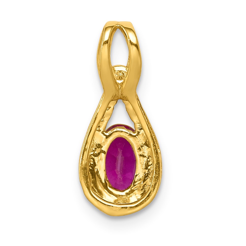 14k Diamond and .50 Oval Ruby Teardrop Halo Pendant (PM5283-RU-010-YA)