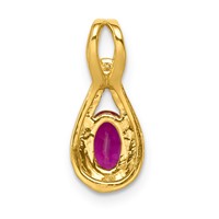 14K Yellow Gold 0.10 Carat Lab Grown Diamond VS SI+ G+ and Lab Created Ruby Pendant view 3