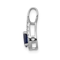 14K White Gold 0.10 Carat Lab Grown Diamond VS SI and Lab Created Blue Sapphire Pendant view 2