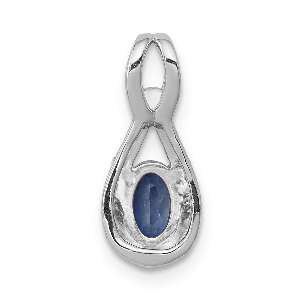 14k White Gold 1/10 carat Lab Grown Diamond VS/SI and Lab Created Blue Sapphire Pendant (PM5283-CSA-010-WLG)
