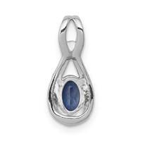 14K White Gold 0.10 Carat Lab Grown Diamond VS SI and Lab Created Blue Sapphire Pendant view 3