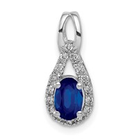 14K White Gold 0.10 Carat Lab Grown Diamond VS SI and Lab Created Blue Sapphire Pendant view 1