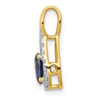 14K Yellow Gold 0.10 Carat Lab Grown Diamond VS SI+ G+ and Lab Created Blue Sapphire Pendant view 2
