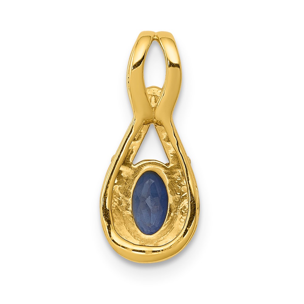 14k 1/10 carat Lab Grown Diamond VS/SI+ G+ and Lab Created Blue Sapphire Pendant (PM5283-CSA-010-YLG)