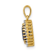 14K Yellow Gold 0.10 Carat Lab Grown Diamond VS SI+ G+ and Lab Created Blue Sapphire Oval Pendant view 2