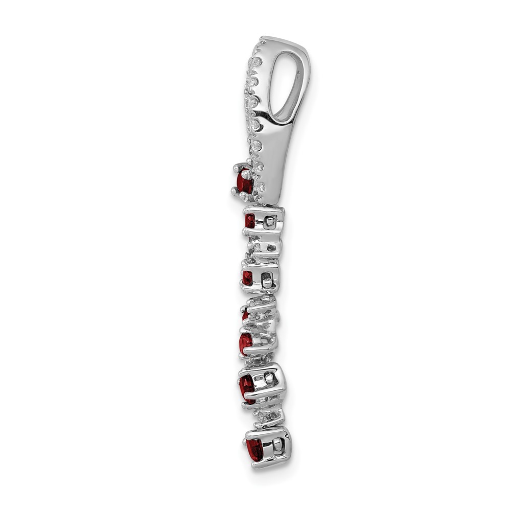 14k White Gold 1/5 carat Lab Grown Diamond VS/SI+ G+ and Lab Created Ruby Slide Pendant (PM5288-RU-020-WLG)