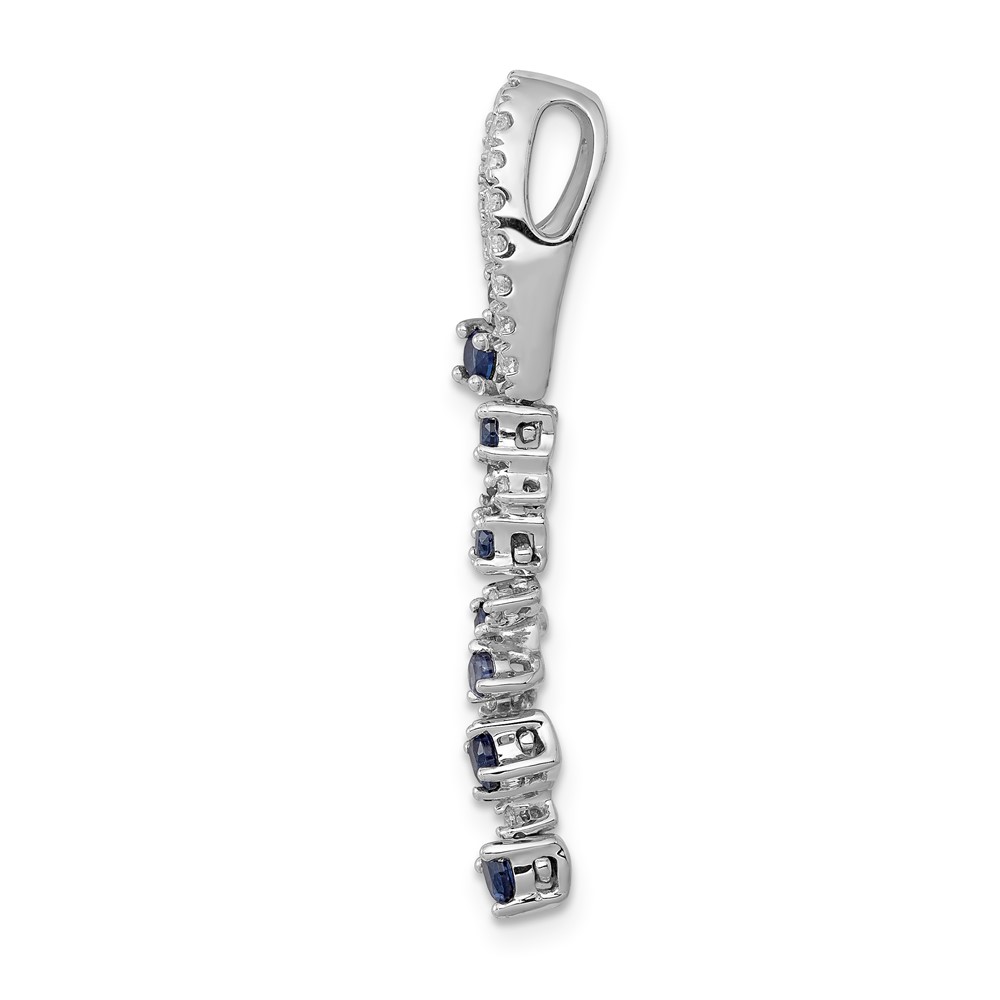 14k White Gold 1/5 carat Lab Grown Diamond VS/SI+ G+ and Lab Created Blue Sapphire Slide Pendant (PM5288-SA-020-WLG)