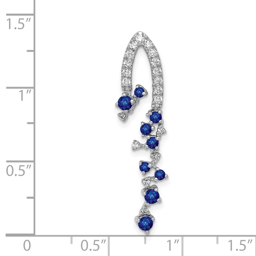 14k White Gold 1/5 carat Lab Grown Diamond VS/SI+ G+ and Lab Created Blue Sapphire Slide Pendant (PM5288-SA-020-WLG)