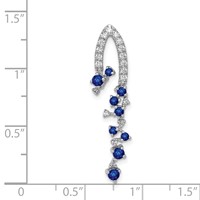 14K White Gold 0.20 Carat Lab Grown Diamond VS SI+ G+ and Lab Created Blue Sapphire Slide Pendant view 4
