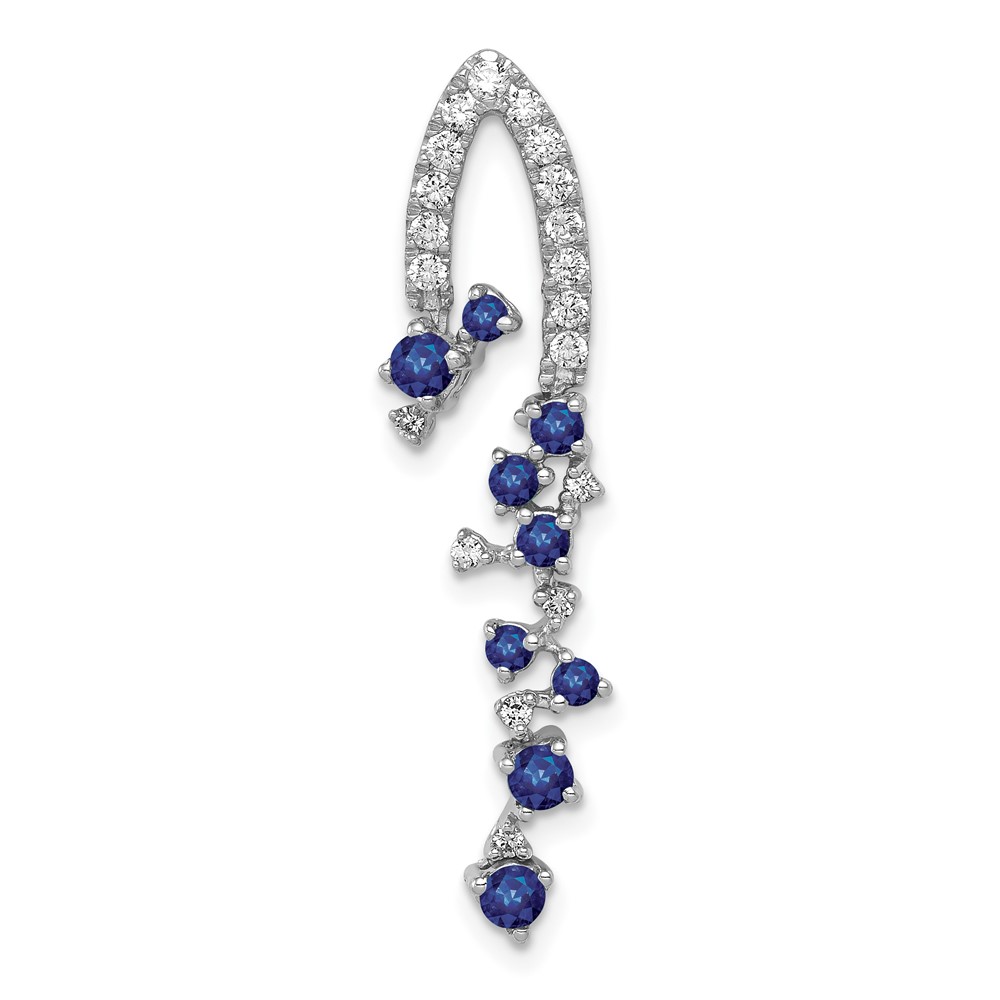 14K White Gold 0.20 Carat Lab Grown Diamond VS SI+ G+ and Lab Created Blue Sapphire Slide Pendant