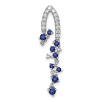 14K White Gold 0.20 Carat Lab Grown Diamond VS SI+ G+ and Lab Created Blue Sapphire Slide Pendant view 1