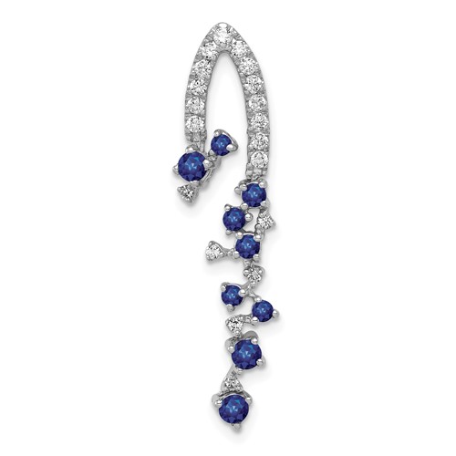14K White Gold 0.20 Carat Lab Grown Diamond VS SI+ G+ and Lab Created Blue Sapphire Slide Pendant