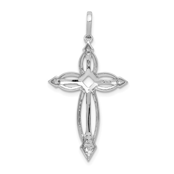 14k White Gold 1/3 carat Diamond Fancy Cross Pendant