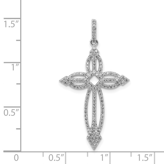 14k White Gold 1/3 carat Diamond Fancy Cross Pendant