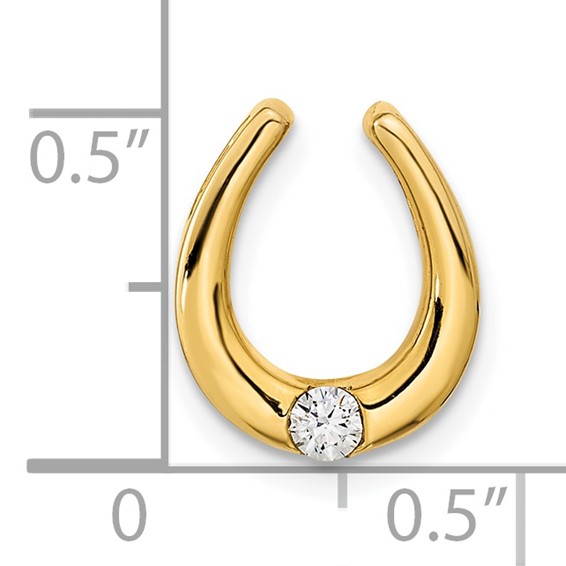 14k Polished 1/15 carat Diamond Fancy Horseshoe Chain Slide