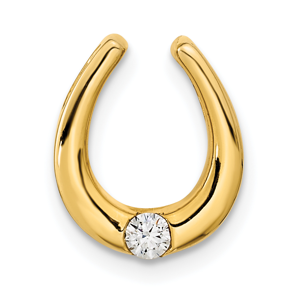 14k Polished 1/15 carat Diamond Fancy Horseshoe Chain Slide (PM5918-007-YA)