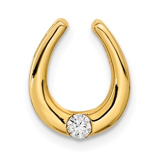 14k Polished 1/15 carat Diamond Fancy Horseshoe Chain Slide