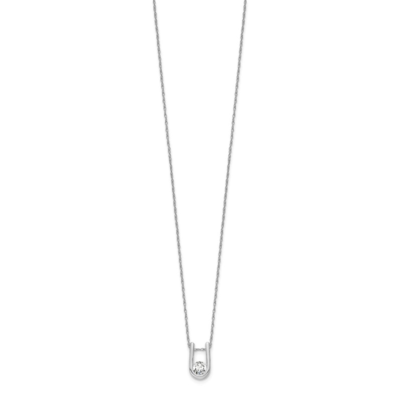 14k White Gold 1/3 carat Lab Grown Diamond VS/SI+ G+ Round Complete 18 inch U-Shape Pendant Necklace