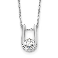 14K White Gold 0.33 Carat Lab Grown Diamond VS SI+ G+ Round Complete U-Shape Pendant Necklace, 18" view 1