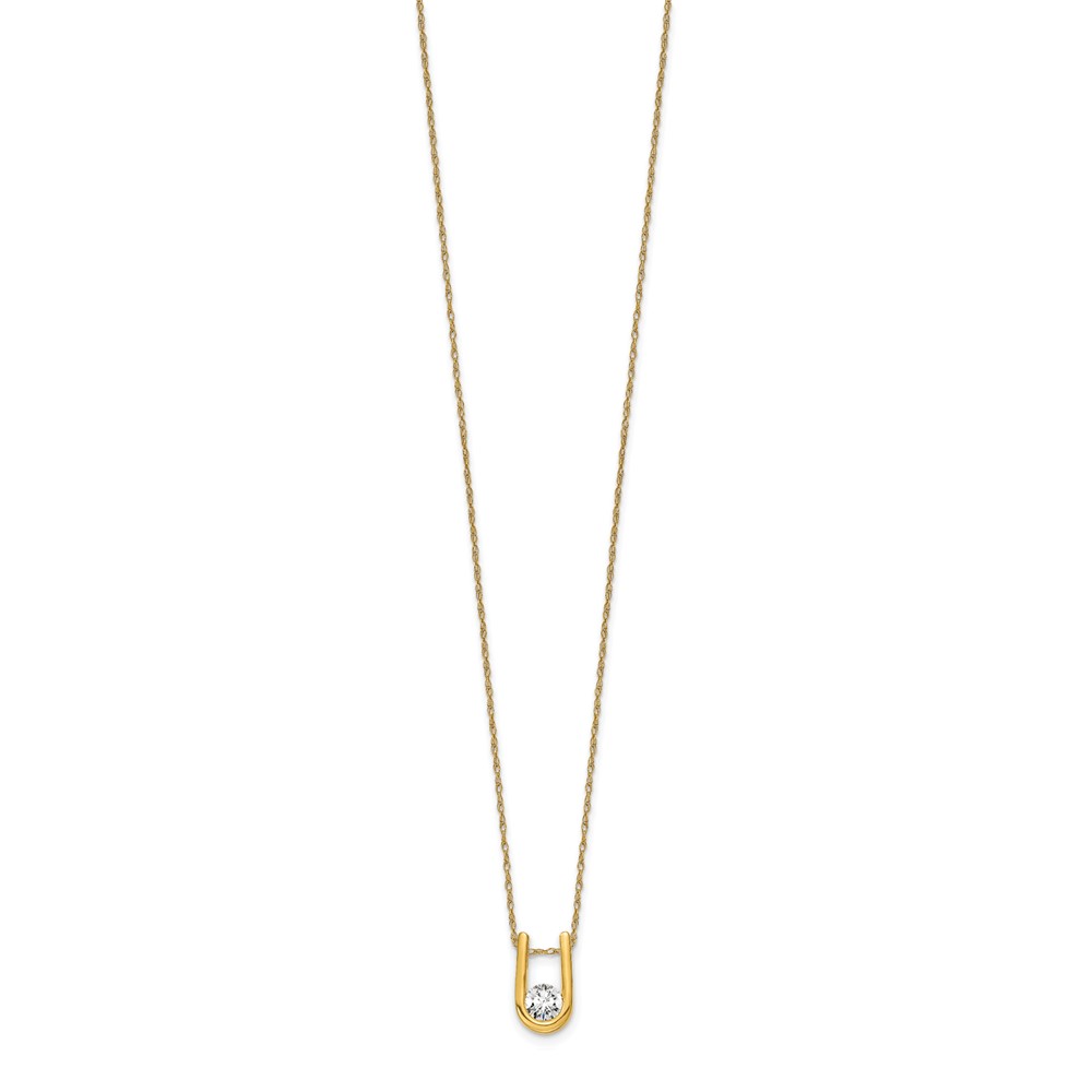 14k 1/3 carat Lab Grown Diamond VS/SI+ G+ Round Complete 18 inch U-Shape Pendant Necklace (PM5919-033-YLG-18)