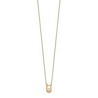 14K Yellow Gold 0.33 Carat Lab Grown Diamond VS SI+ G+ Round Complete U-Shape Pendant Necklace, 18" view 2