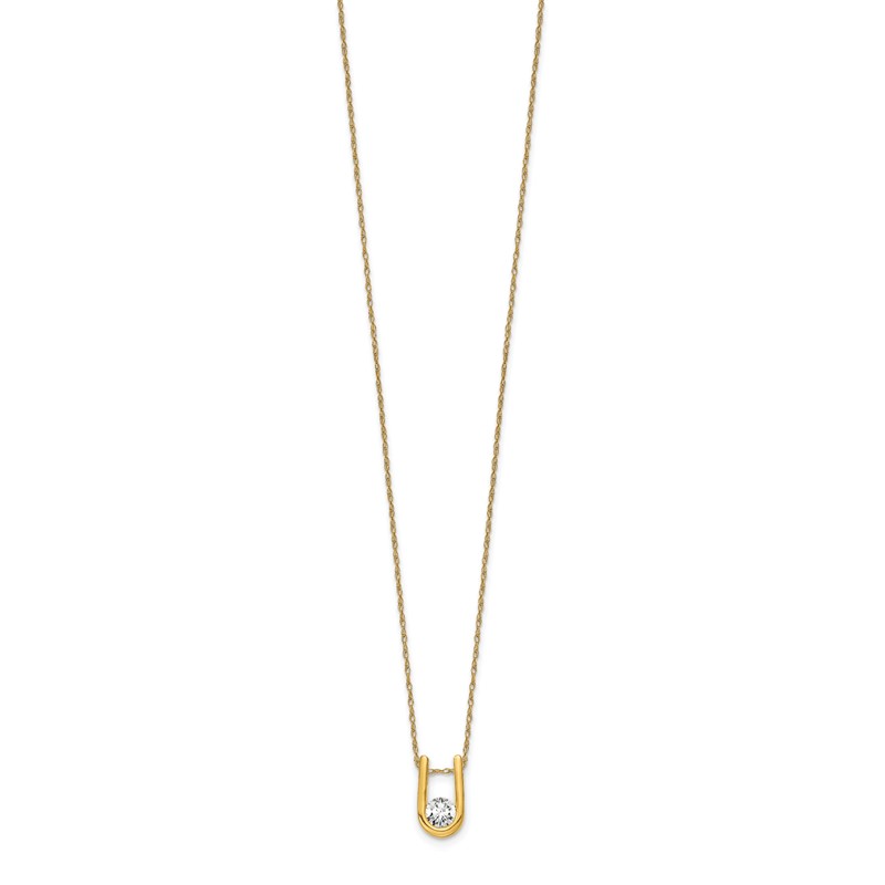 14k 1/3 carat Lab Grown Diamond VS/SI+ G+ Round Complete 18 inch U-Shape Pendant Necklace