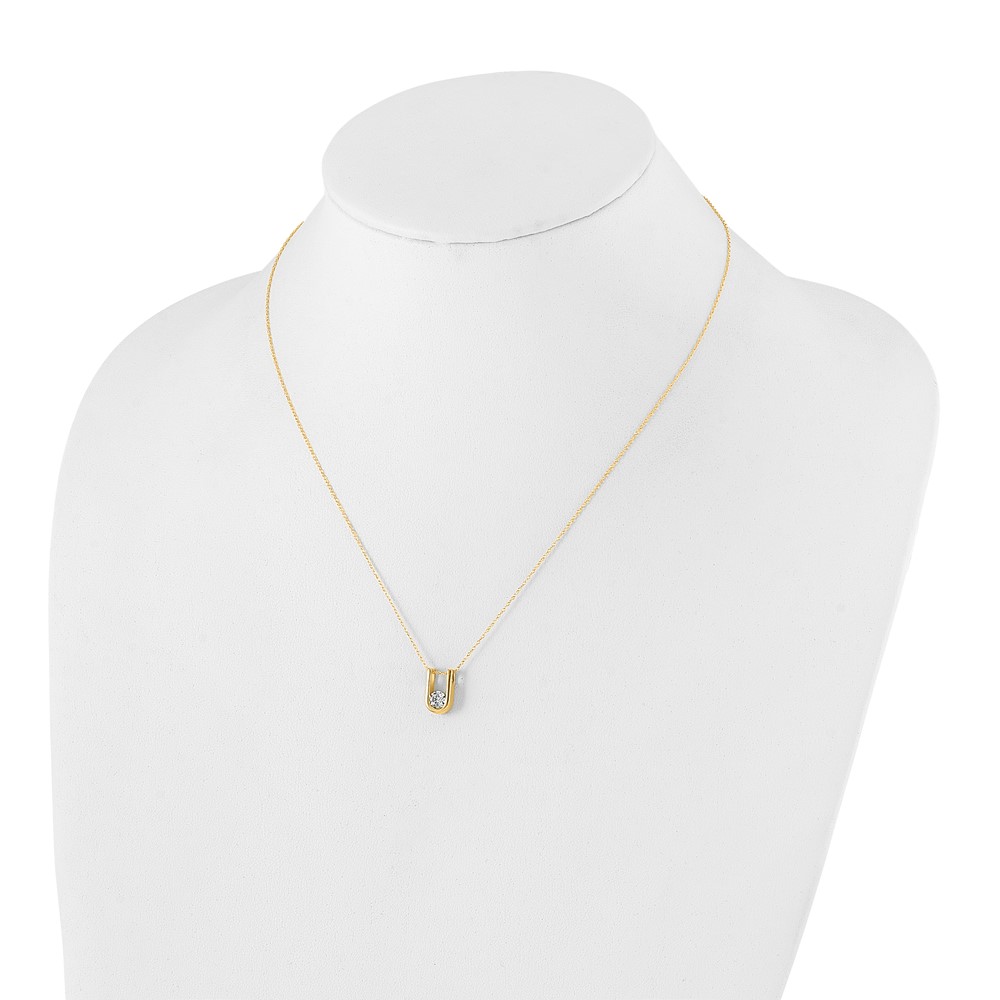 14k 1/3 carat Lab Grown Diamond VS/SI+ G+ Round Complete 18 inch U-Shape Pendant Necklace (PM5919-033-YLG-18)