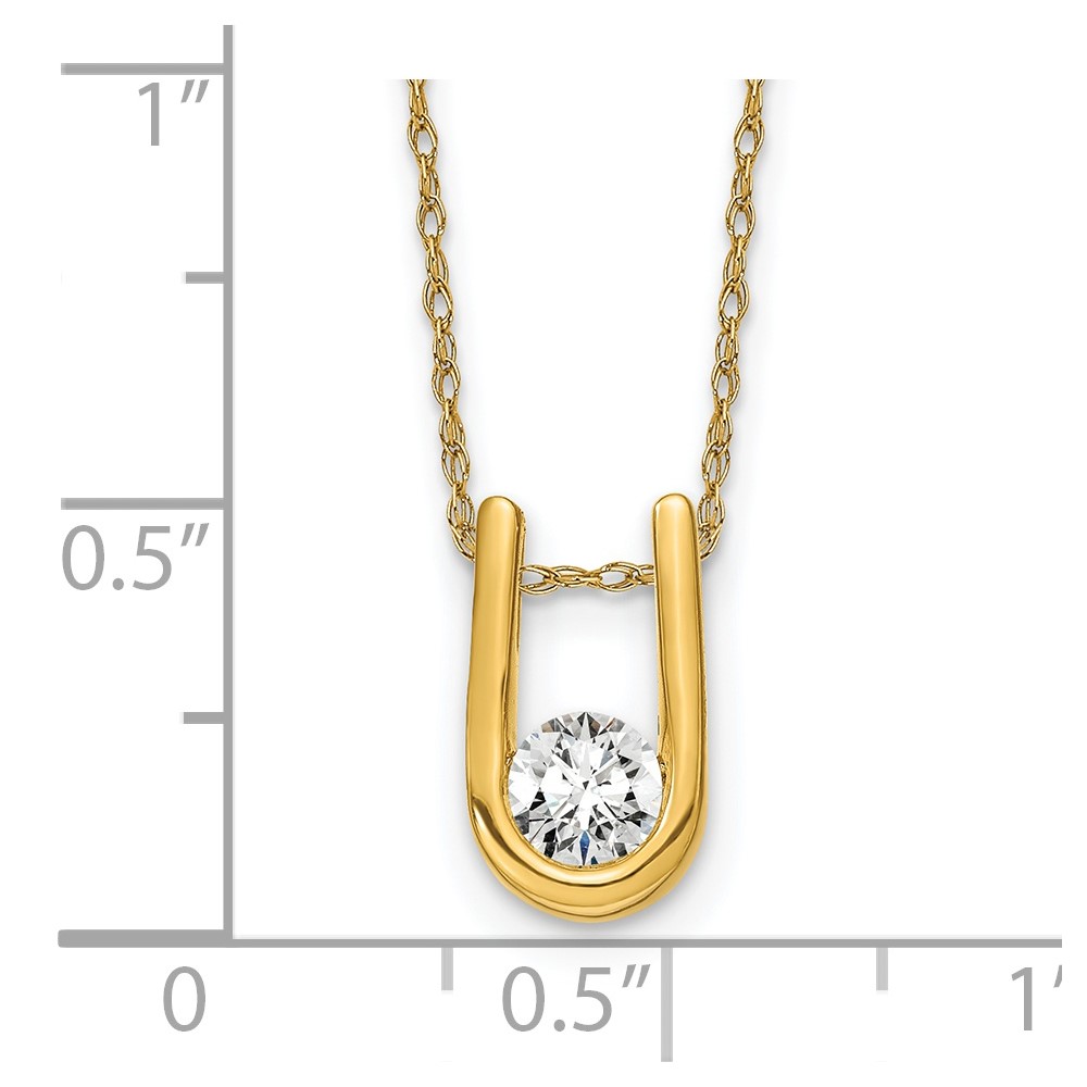 14k 1/3 carat Lab Grown Diamond VS/SI+ G+ Round Complete 18 inch U-Shape Pendant Necklace (PM5919-033-YLG-18)
