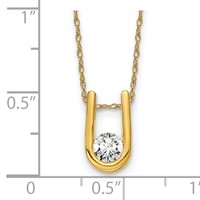 14K Yellow Gold 0.33 Carat Lab Grown Diamond VS SI+ G+ Round Complete U-Shape Pendant Necklace, 18" view 3