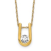14K Yellow Gold 0.33 Carat Lab Grown Diamond VS SI+ G+ Round Complete U-Shape Pendant Necklace, 18" view 1