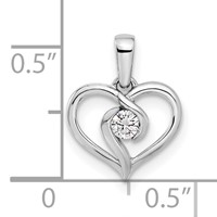 14K White Gold 0.10 Carat Lab Grown Diamond VS SI+ G+ Complete Heart Pendant view 4