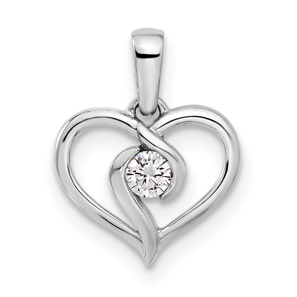 14k White Gold 1/10 carat Lab Grown Diamond VS/SI+ G+ Complete Heart Pendant (PM5922-010-WLG)