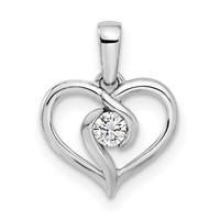 14K White Gold 0.10 Carat Lab Grown Diamond VS SI+ G+ Complete Heart Pendant view 1